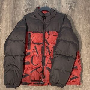 A/X Armani Exchange Red and Black Puffer Jacket